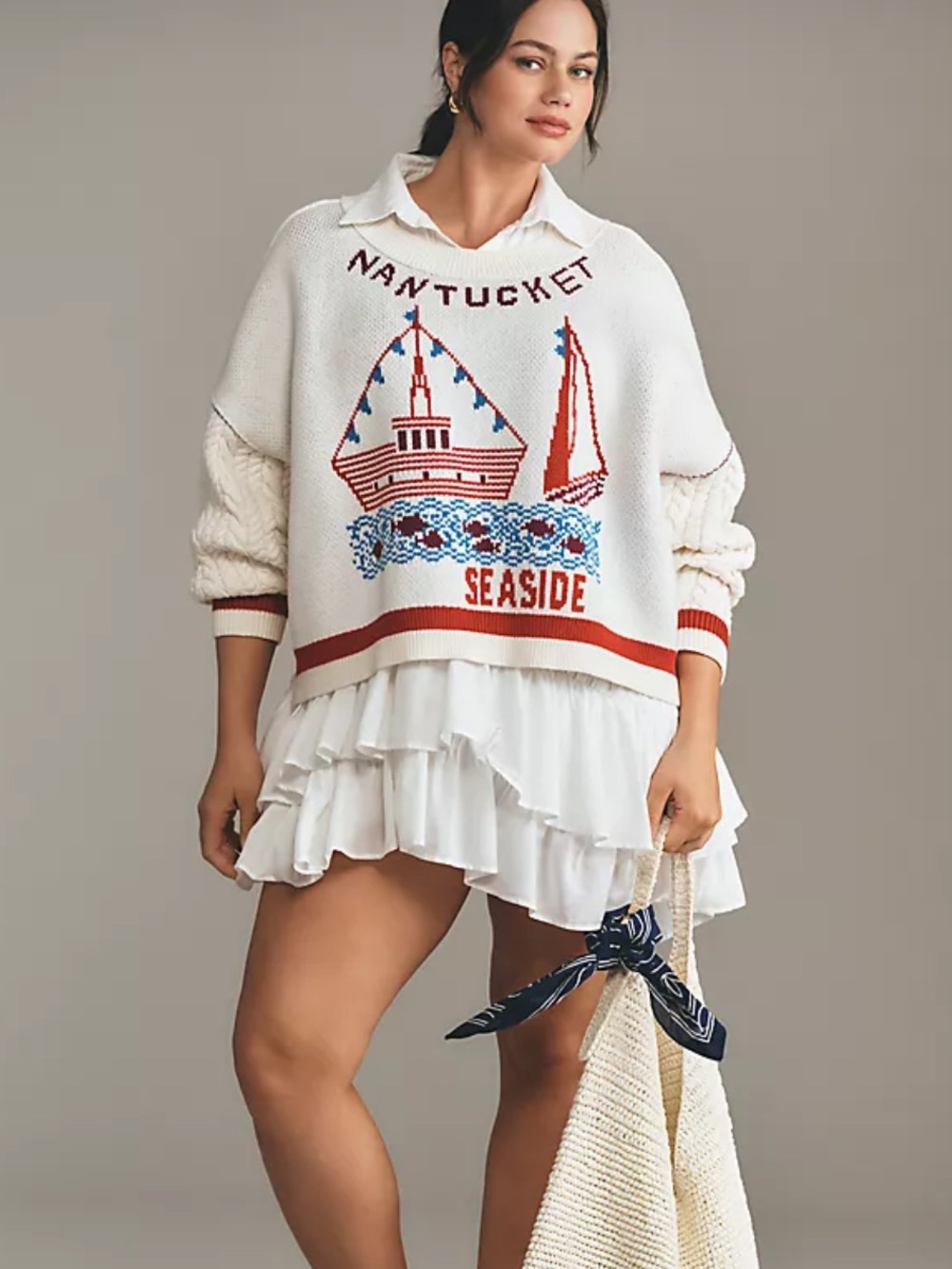 Anthropologie Maeve Graphic Nantucket Sweater